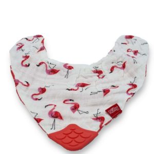 bavoir reversible avec coin de dentition en coton rouge 2