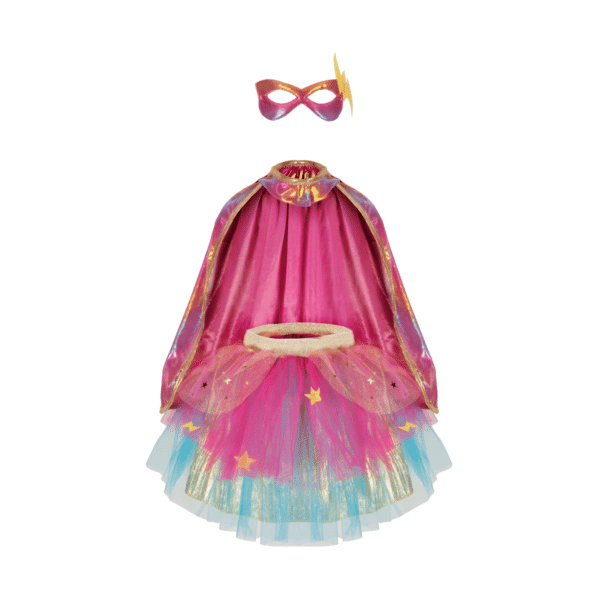 Deguisement super héroïne rose et doré