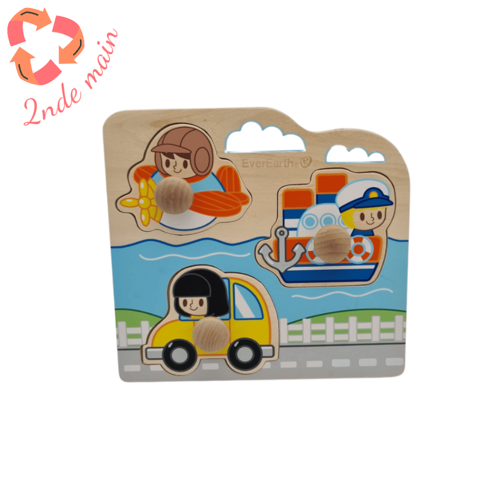 Everearth Puzzle En Bois Moyens De Transport - 3 Pièces, Dès 12 Mois, FSC